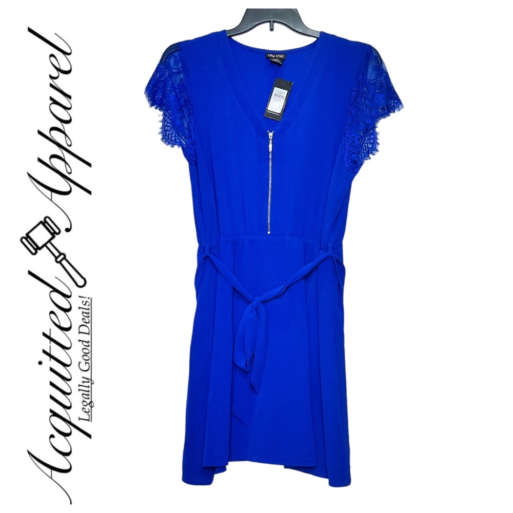 City Chic Tunic Sweet Zip Lace Cap Sleeve Dress NWT